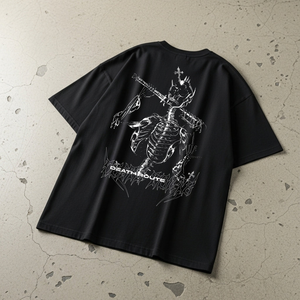 Death Route Oversized Skeleton Graphic Tee | Premium Cotton Streetwear
