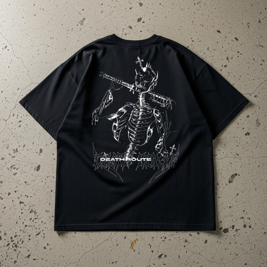 Death Route Oversized Skeleton Graphic Tee | Premium Cotton Streetwear