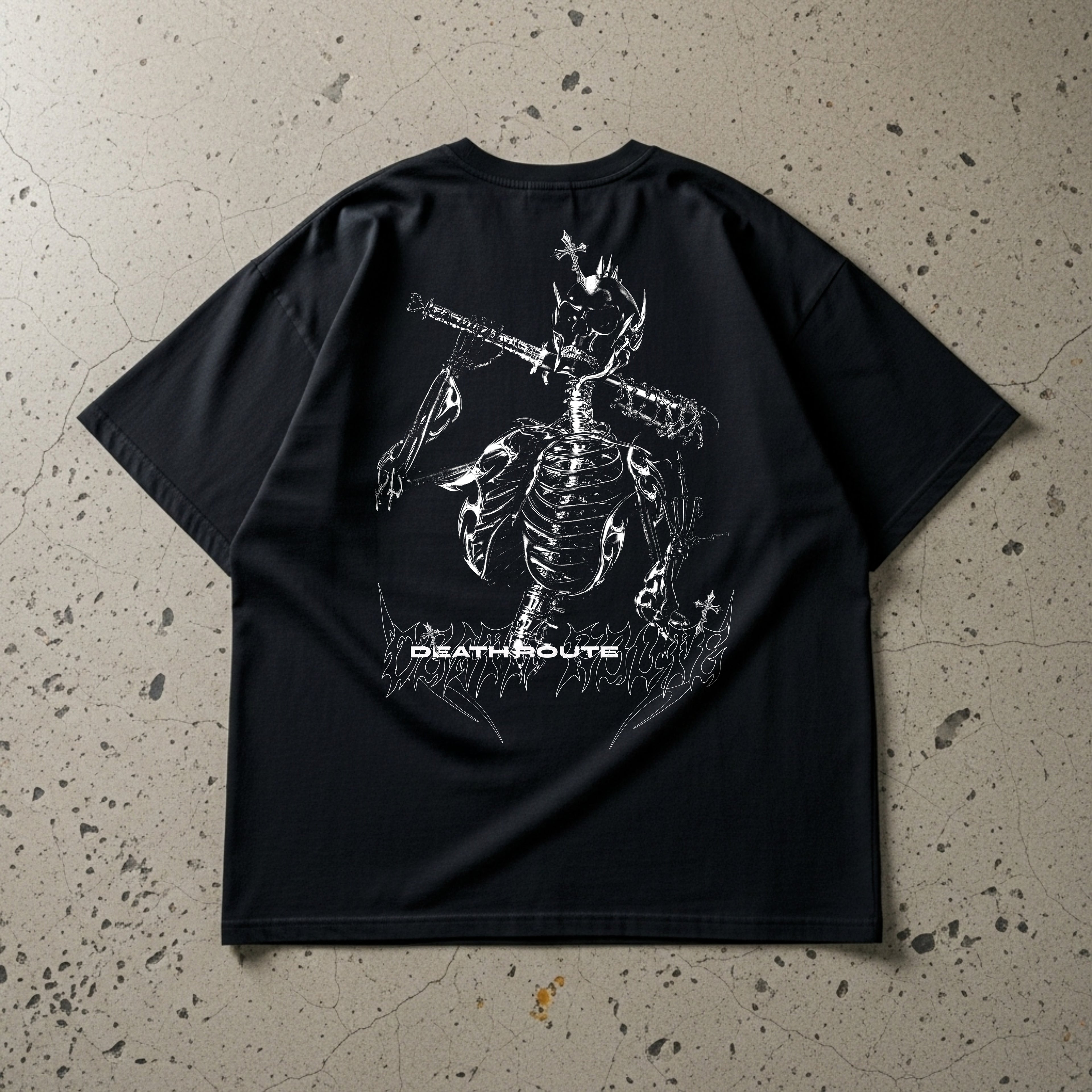 Death Route Oversized Skeleton Graphic Tee | Premium Cotton Streetwear