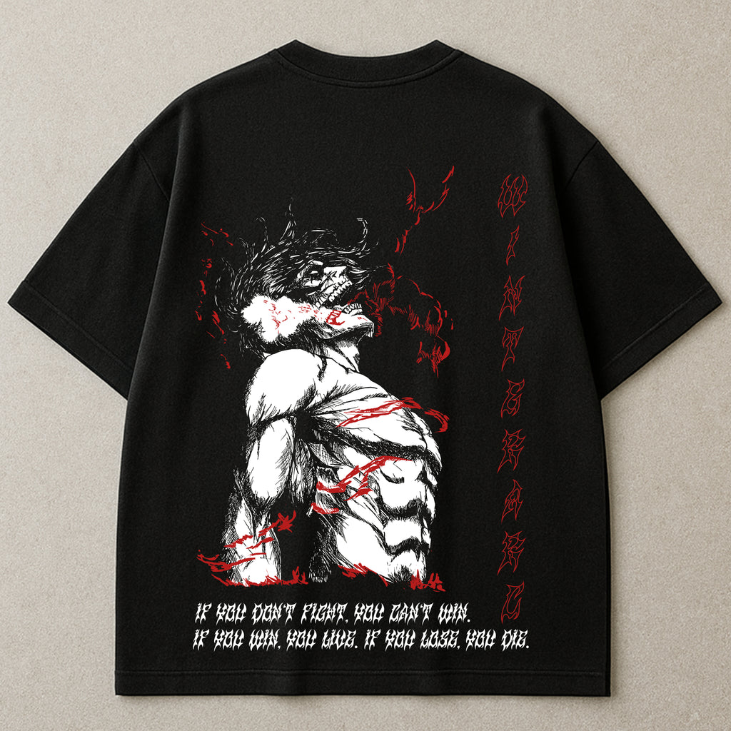 Attack On Titan Oversized Tshirt | 240 GSM Cotton Premium French Terry Oversized Tshirt |