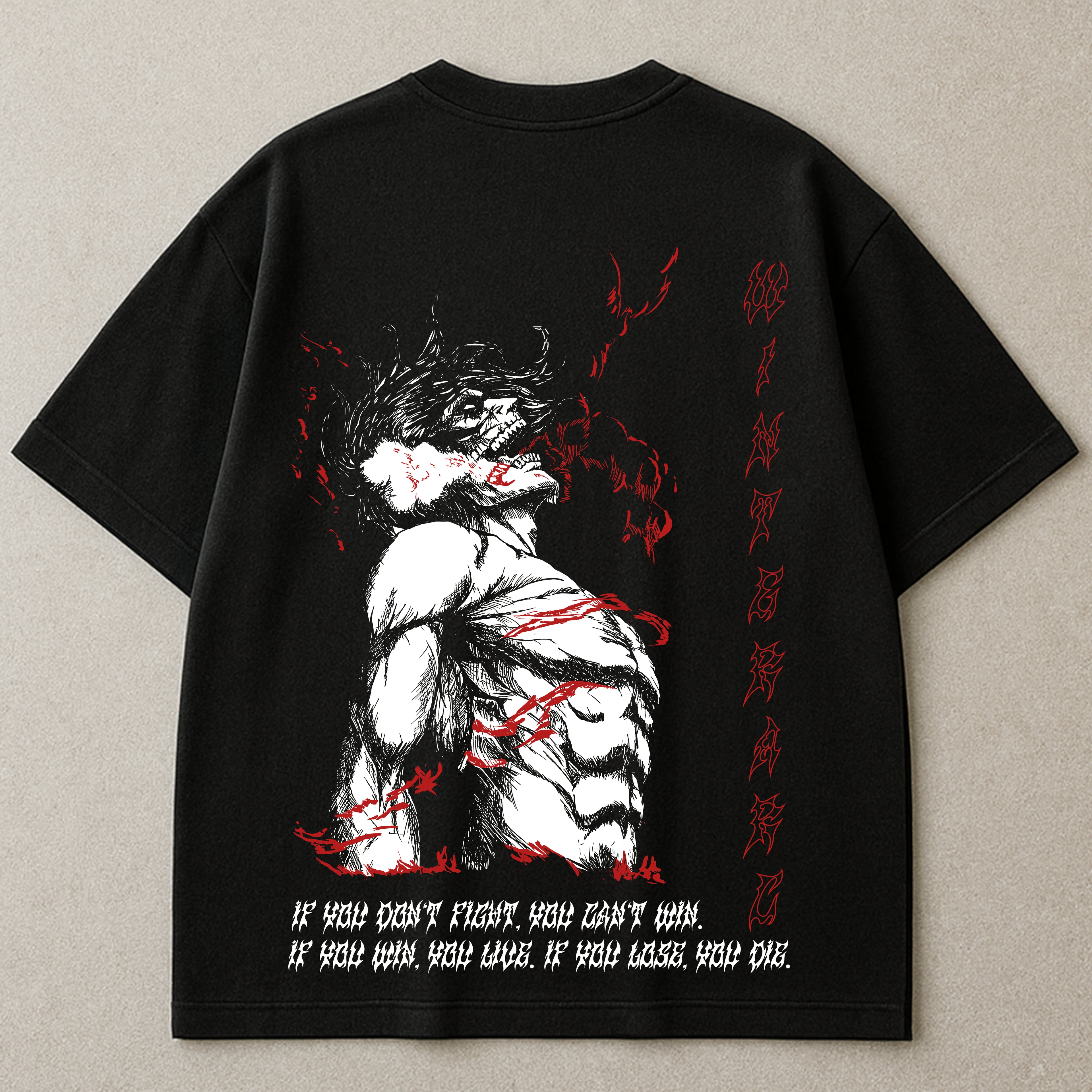 Attack On Titan Oversized Tshirt | 240 GSM Cotton Premium French Terry Oversized Tshirt |