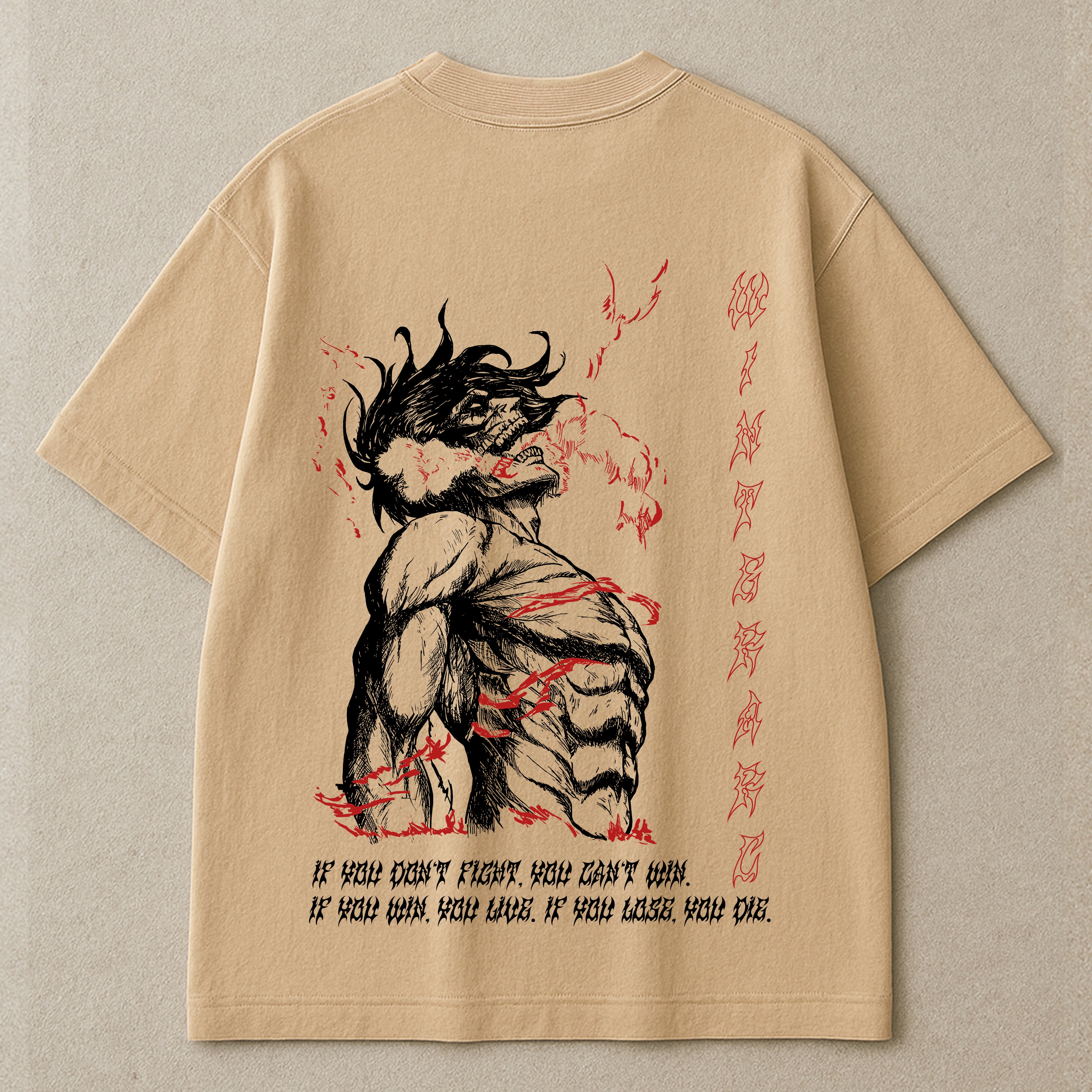 Attack On Titan Oversized Tshirt | 240 GSM Cotton Premium French Terry Oversized Tshirt |