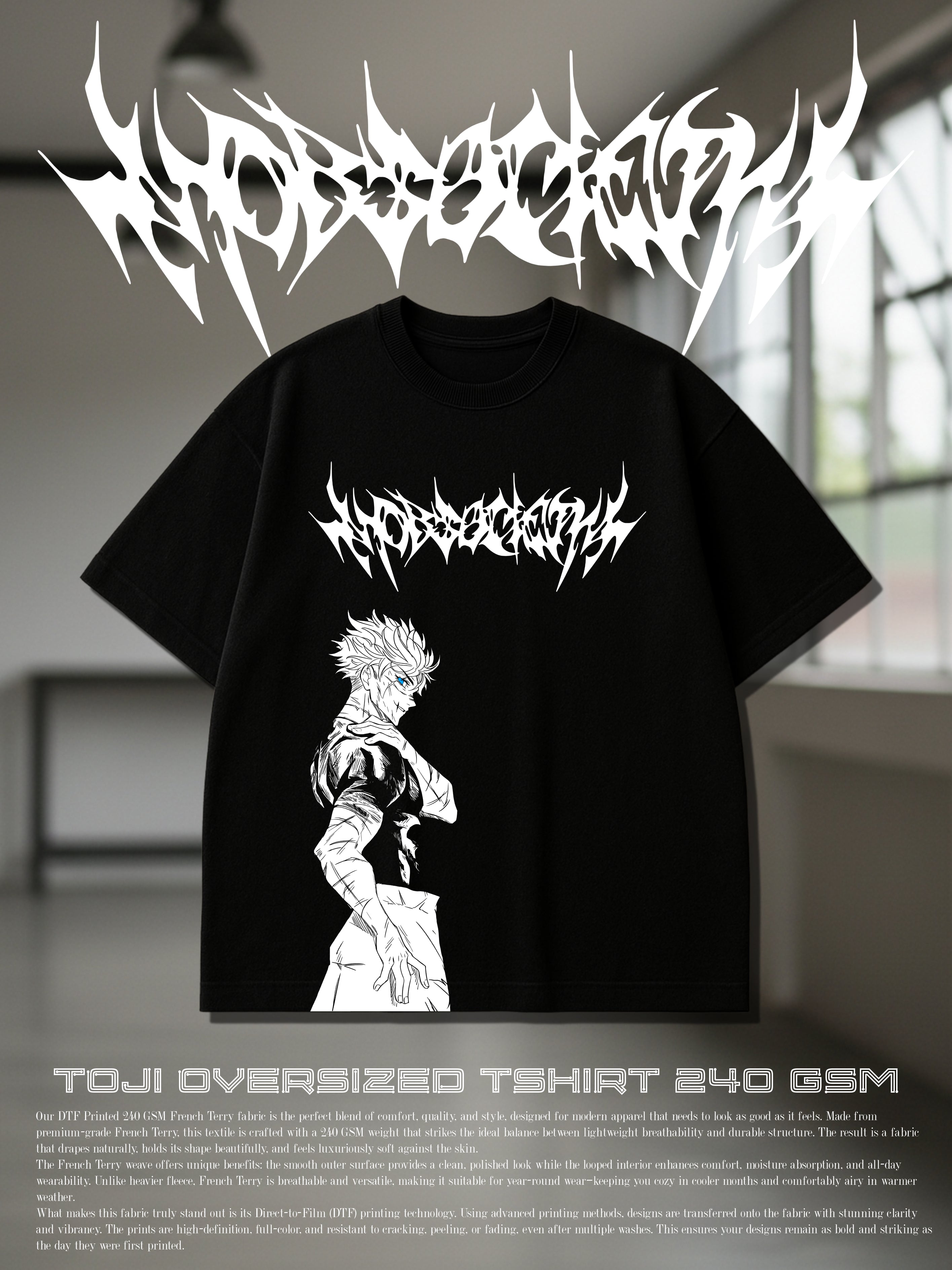 Toji Solo leveling Oversized Tshirt | 240 GSM Cotton Premium French Terry Oversized Tshirt |
